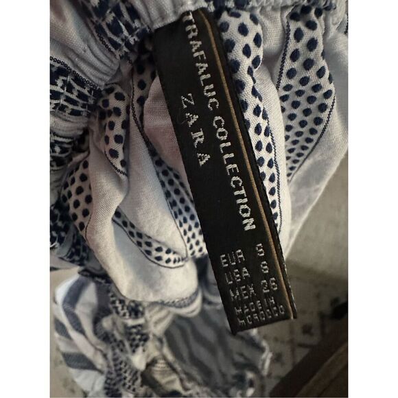 ZARA Trafaluc Blue and White Off The Shoulder Top Size Small - Picture 3 of 3